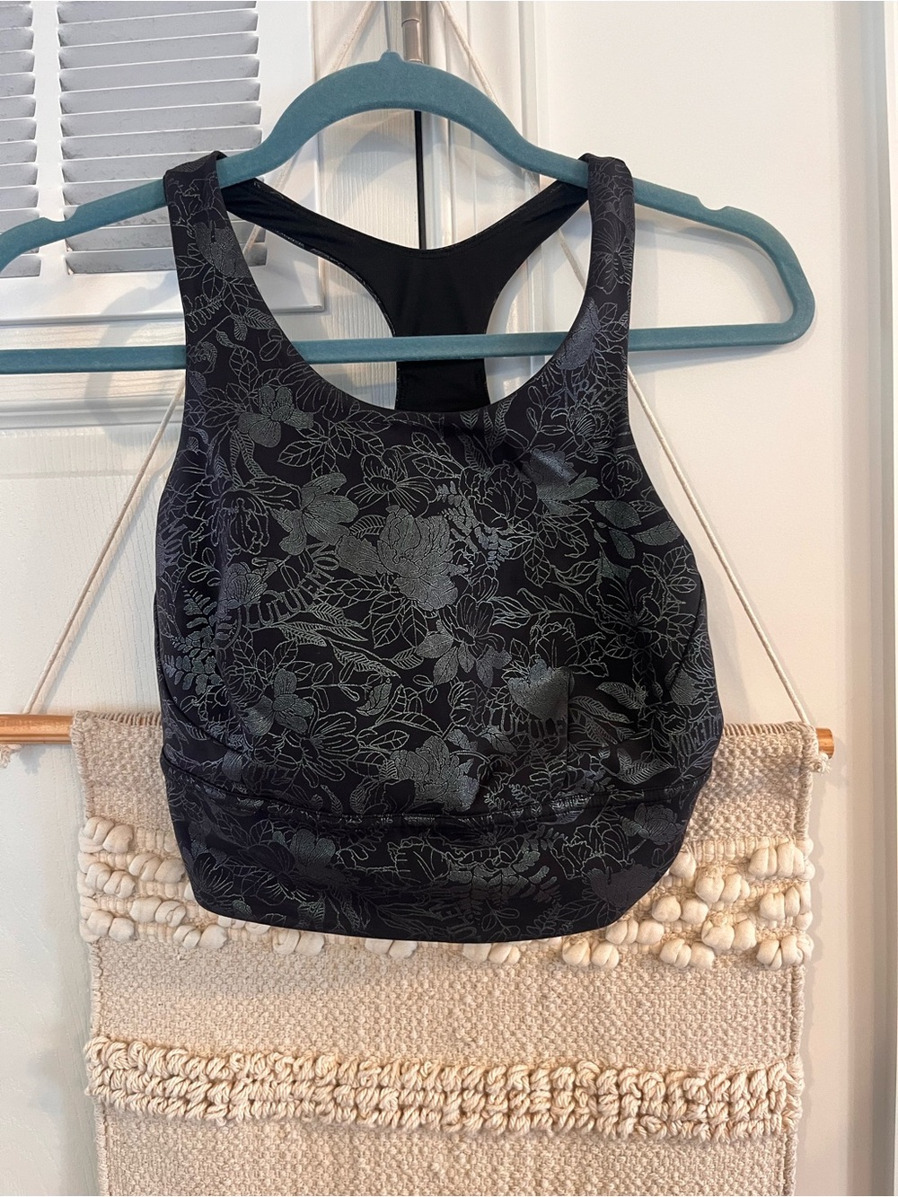 lululemon athletica Black Floral Racerback Sports Bra